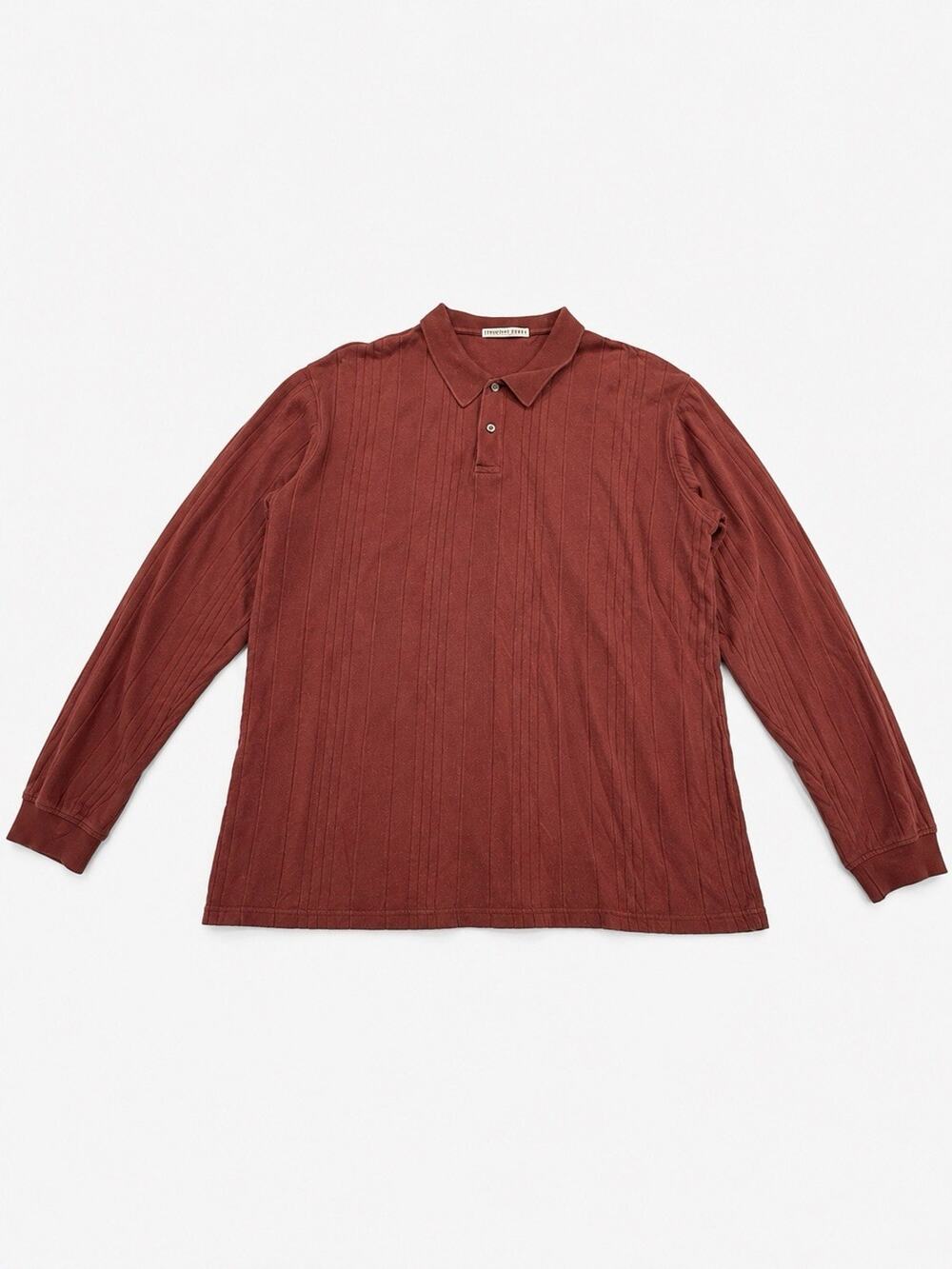 Geoffrey Beene Men’s Burgundy Long Sleeve Textured Polo Shirt XL